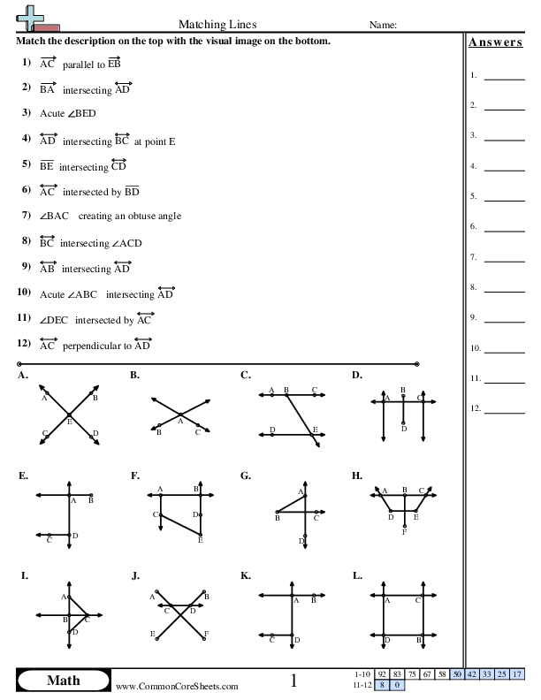 Lines Worksheets - Matching Lines worksheet